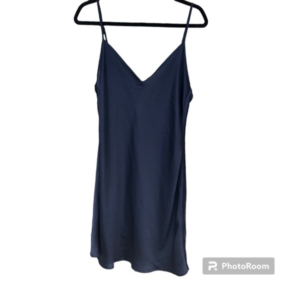 Wilfred Aritzia classic Navy Only Mini slip dress size Large new with tag - Picture 2 of 7